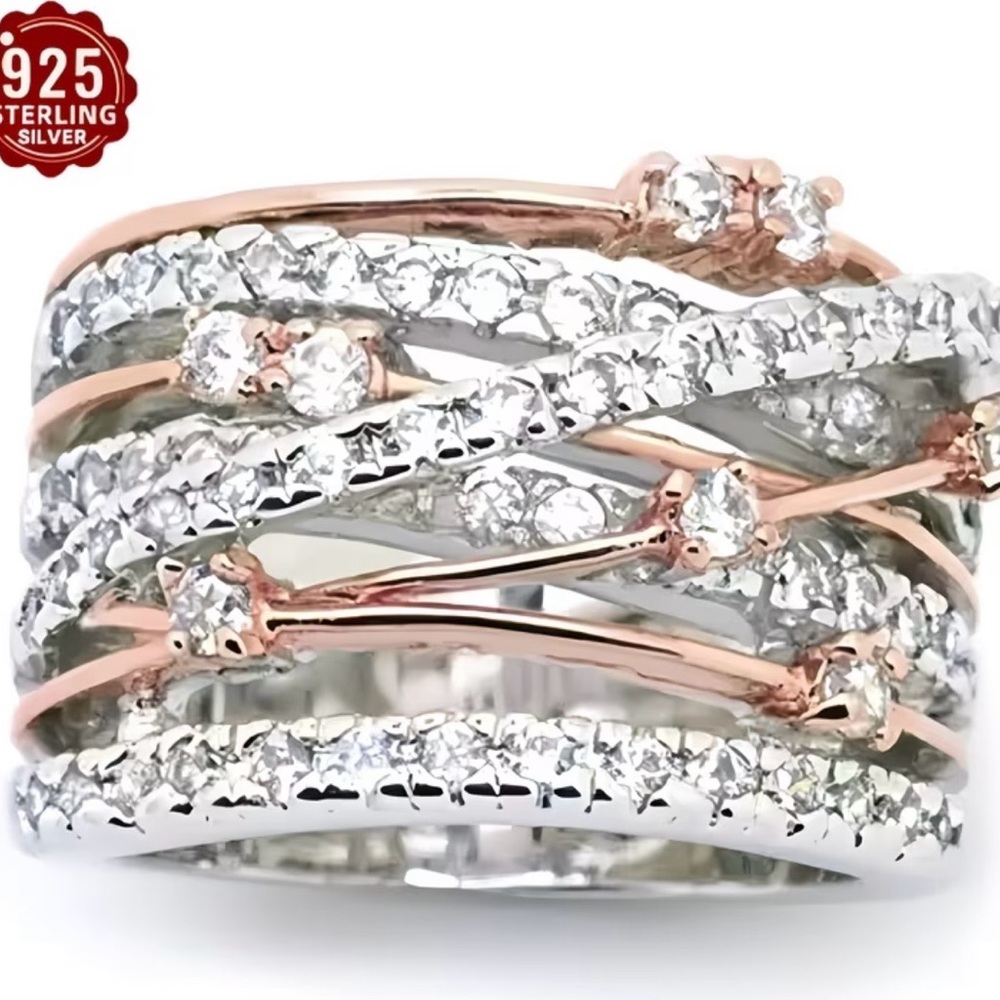 Elegant Silver and Rose Gold Plated Ring